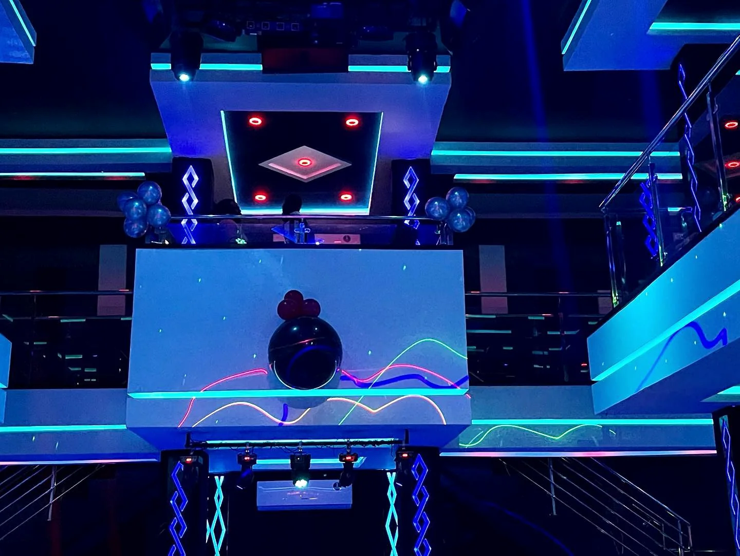 DJ stage and lighting system inside ONYX